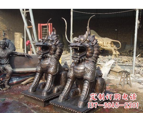 绵阳中领雕塑打造精美辟邪麒麟铜雕