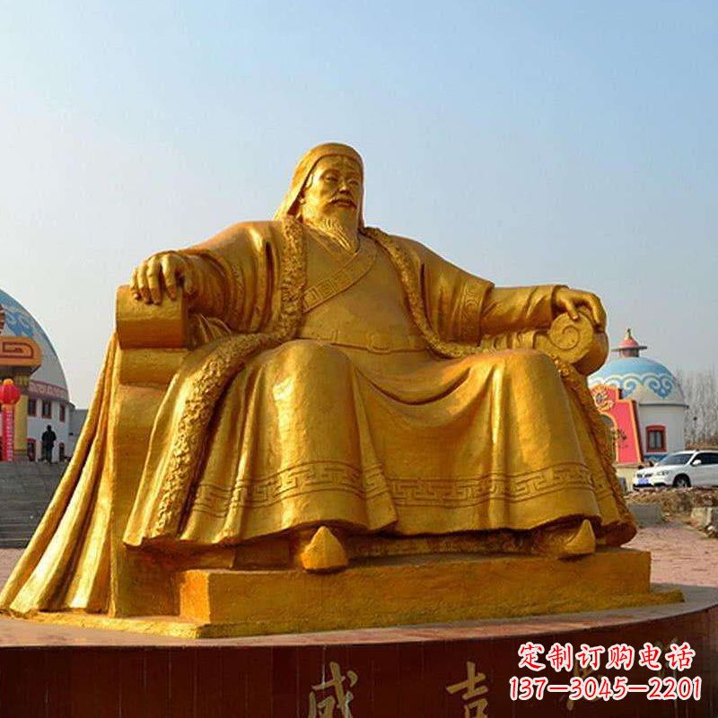绵阳雕刻古代传奇军事家成吉思汗铜雕像