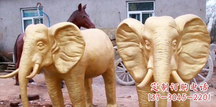 绵阳漆金巨型大象雕塑,由中领雕塑厂家定制制作…