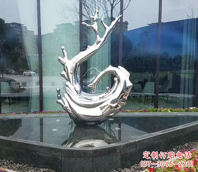 绵阳企业不锈钢火苗抽象雕塑