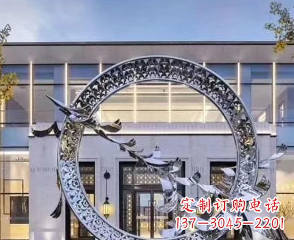 绵阳华丽大雁不锈钢圆环雕塑