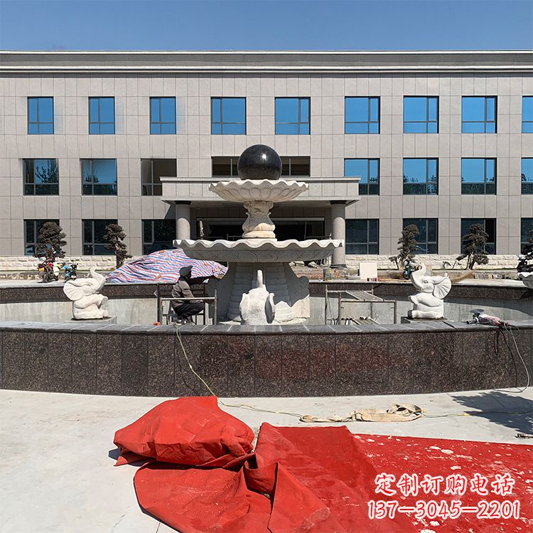 绵阳企业广场招财石雕喷泉雕塑
