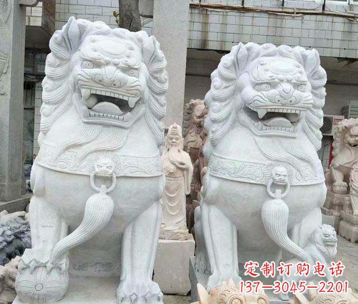 绵阳企业景观大理石狮子石雕 (3)