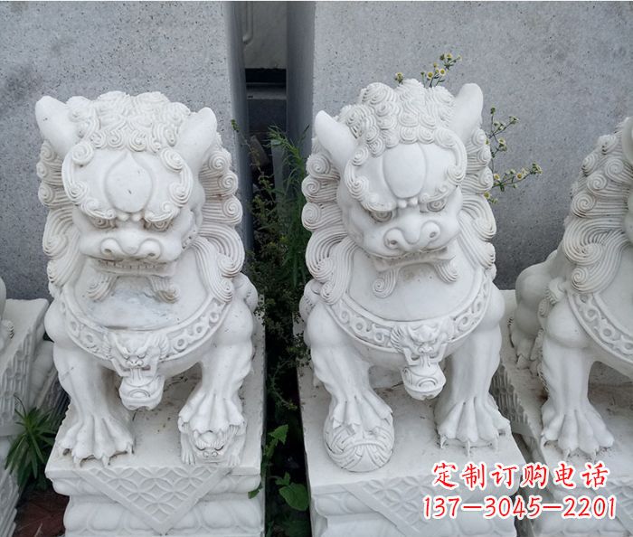 绵阳企业景观大理石狮子石雕 (5)