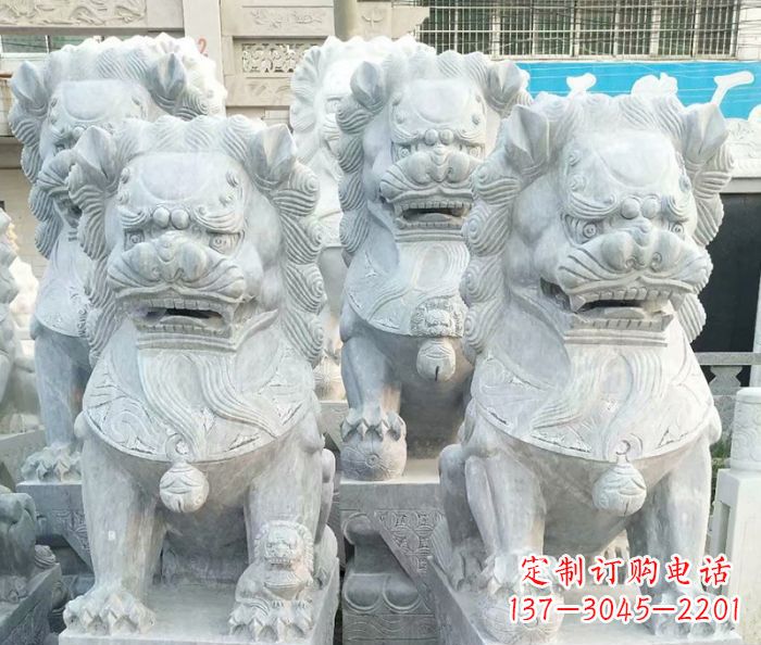 绵阳企业景观大理石狮子石雕 (8)