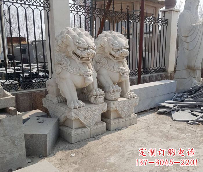 绵阳企业景观大理石狮子石雕 (7)