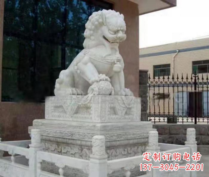绵阳企业景观大理石狮子石雕 (10)