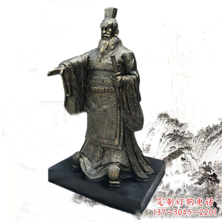 绵阳精美秦始皇玻璃钢仿铜雕塑
