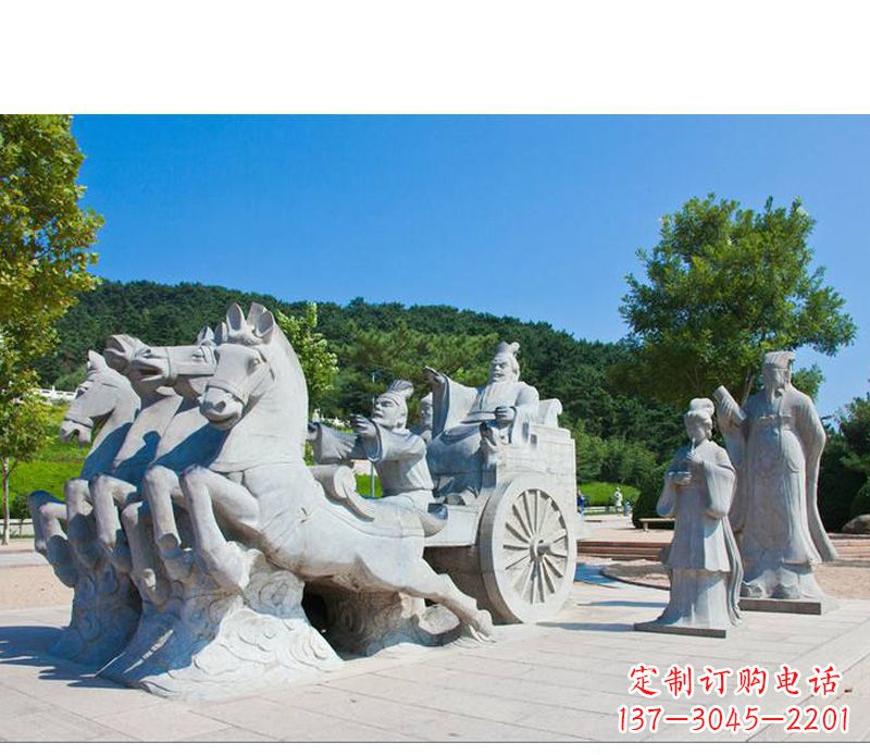 绵阳秦始皇坐马车石雕悉心打造雕塑艺术之精髓