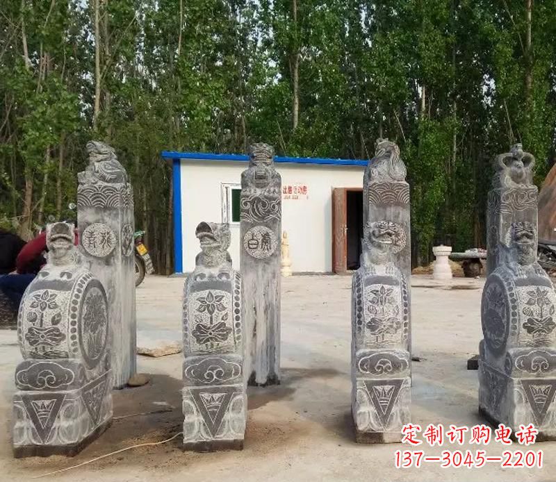 绵阳青石抱鼓石门墩雕塑