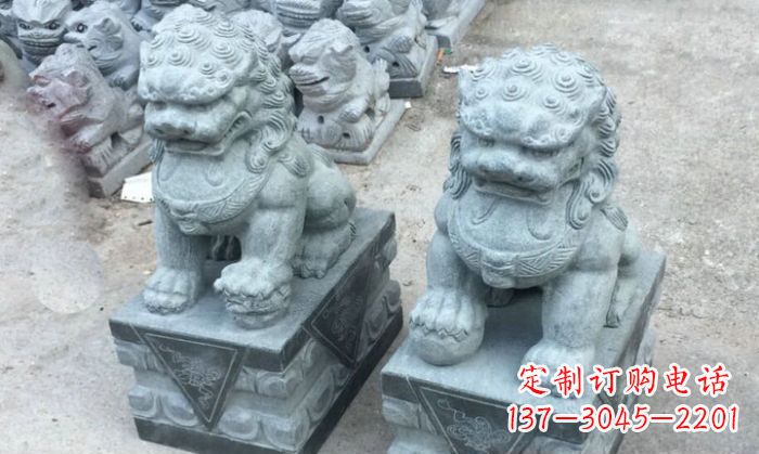 绵阳青石小狮子门口石雕,精美传统风格