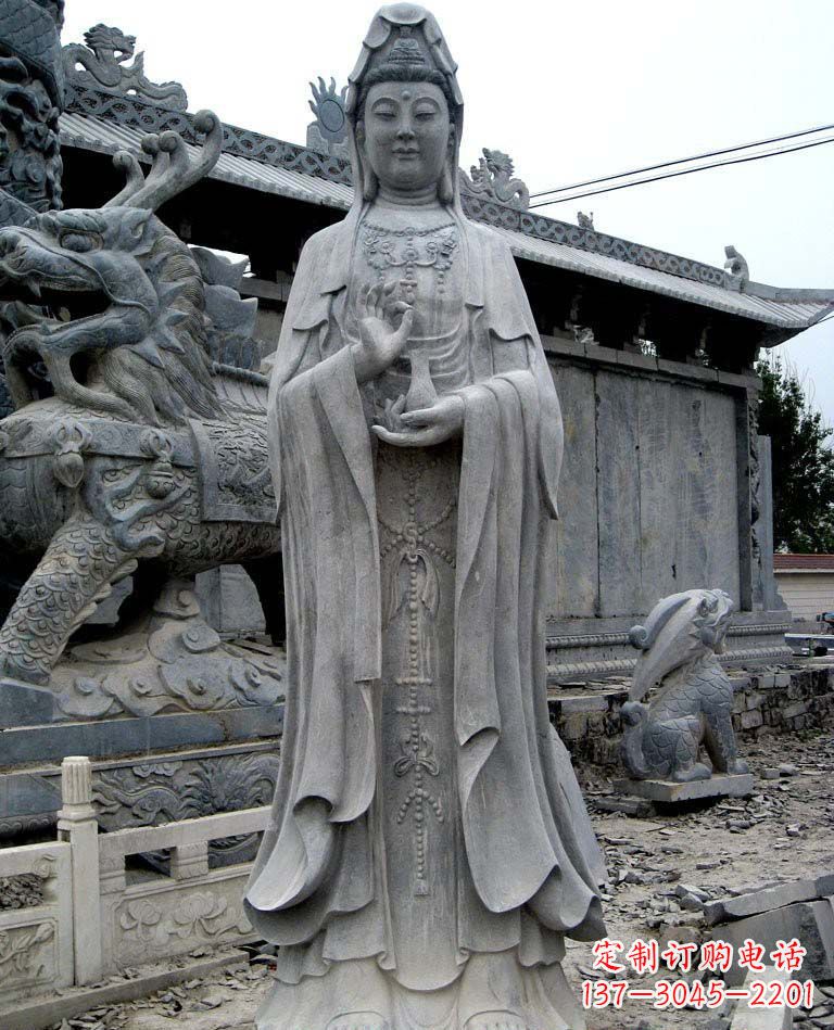 绵阳青石仿古观音雕像|传承古代神话传统