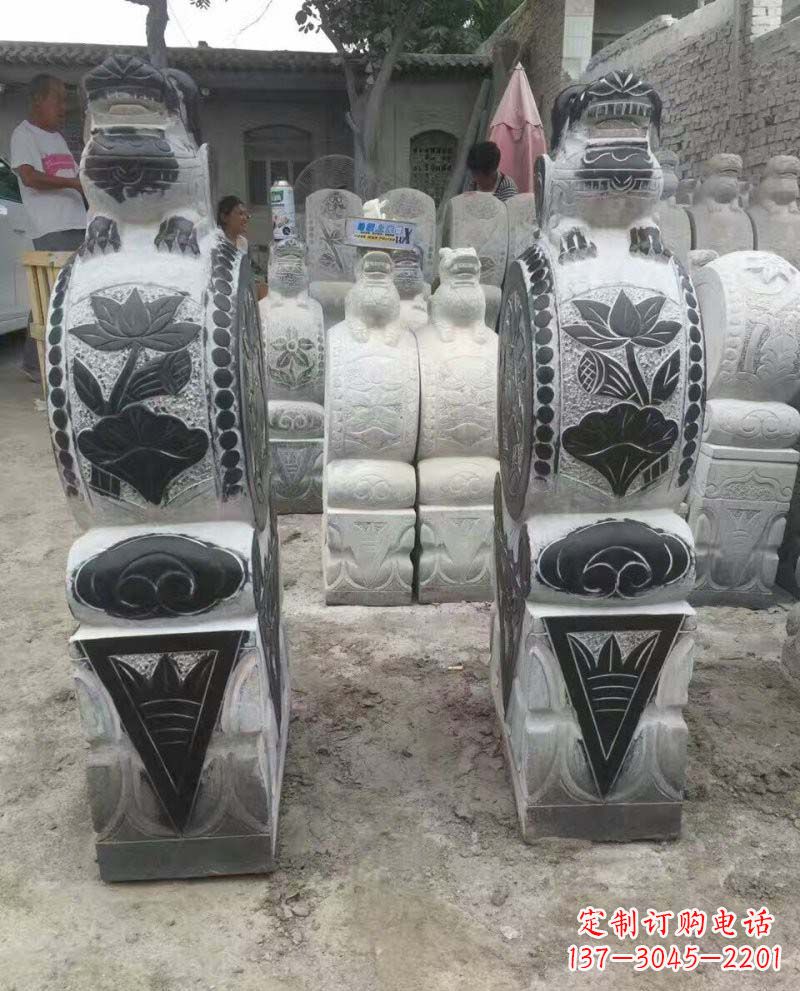 绵阳中领雕塑推出的青石荷花浮雕门墩雕塑,使用…