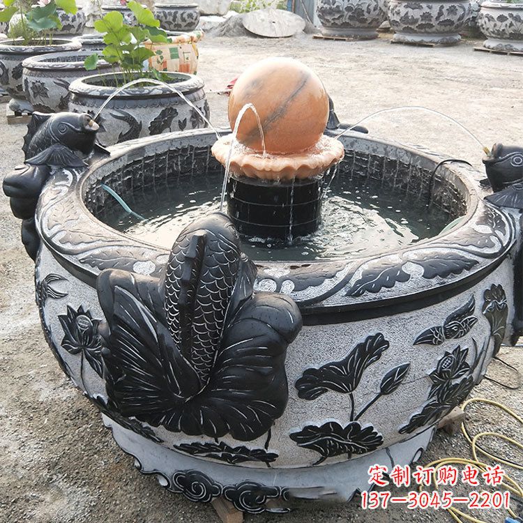 绵阳青石鱼缸雕塑,装点您的生活
