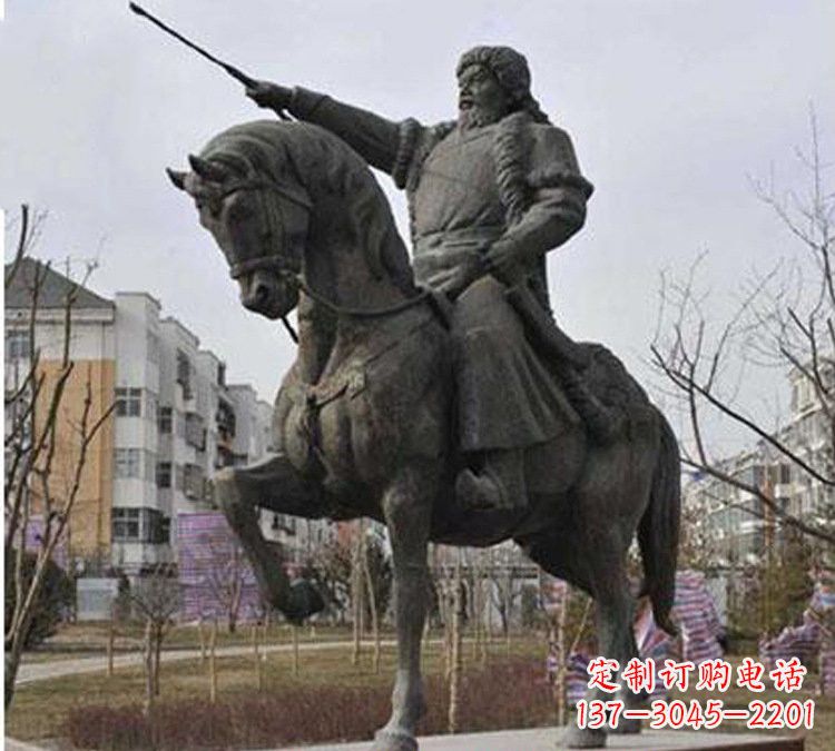 绵阳精致雕刻成吉思汗青铜骑马