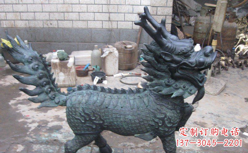 绵阳青铜雕制神兽麒麟,艺术匠心之至