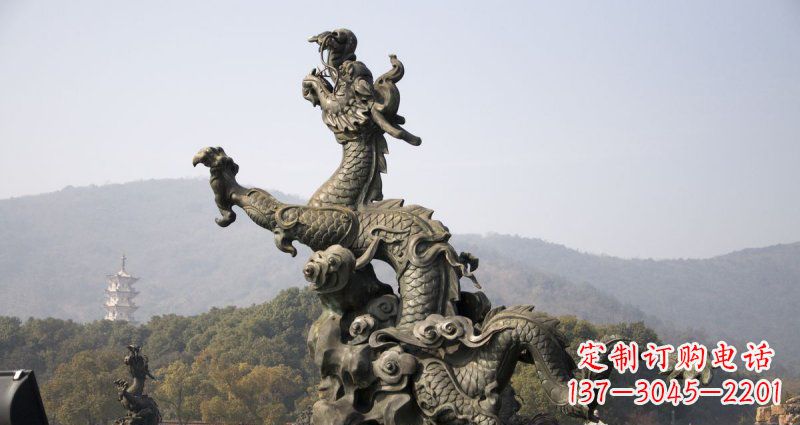 绵阳中领雕塑|传统青铜神龙出水铜雕