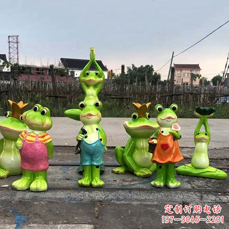 绵阳精美青蛙玻璃钢卡通雕塑