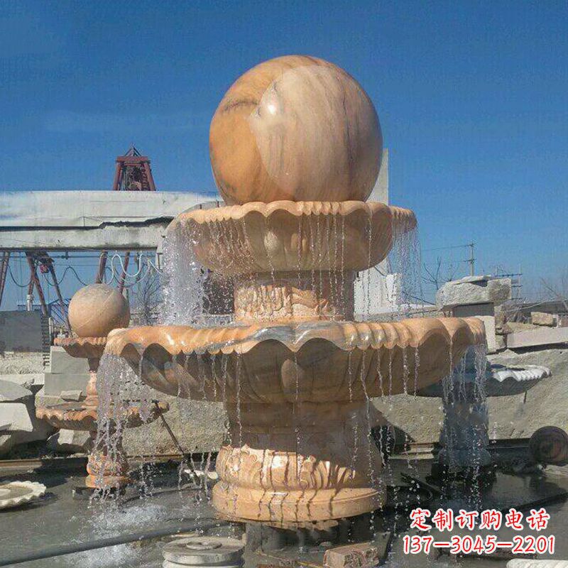 绵阳曲阳石雕风水球 喷泉