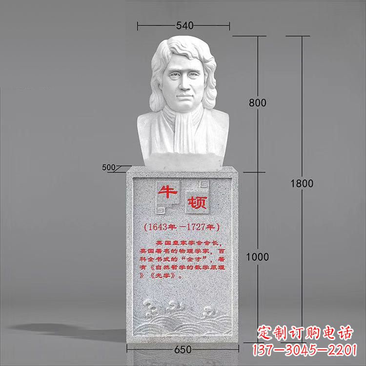 绵阳艺术精灵:牛顿汉白玉石头像雕塑