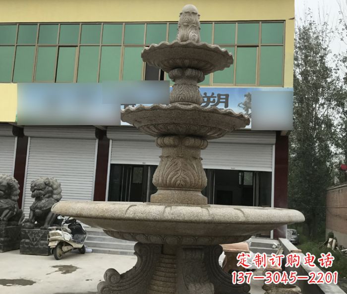 绵阳三层砂岩喷泉别墅欧式石雕