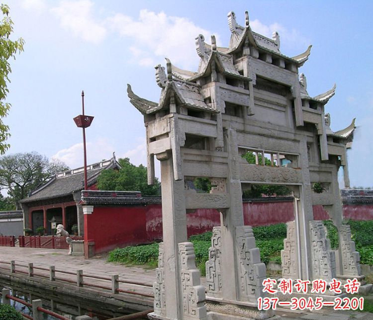 绵阳三门大型牌坊石雕