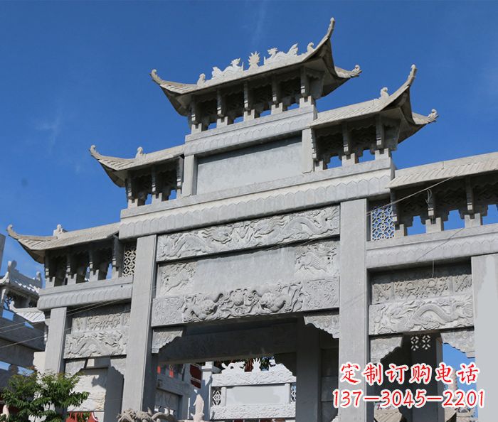 绵阳三门道路牌坊石雕 (2)