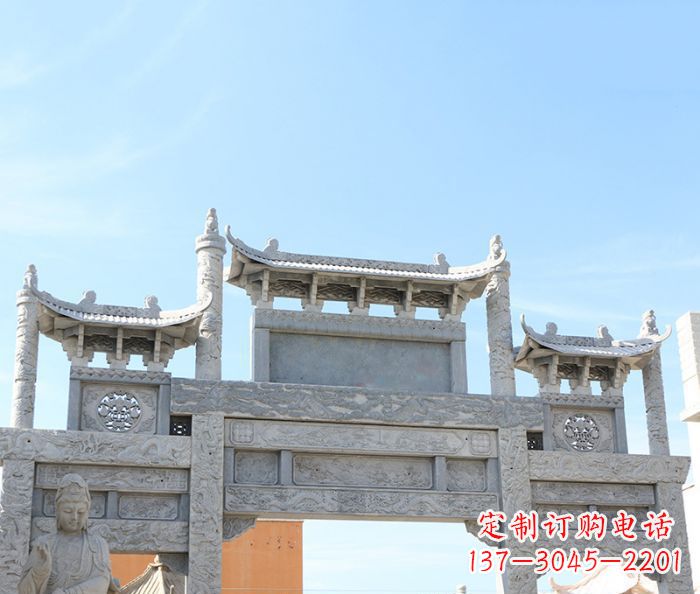 绵阳三门道路牌坊石雕 (4)