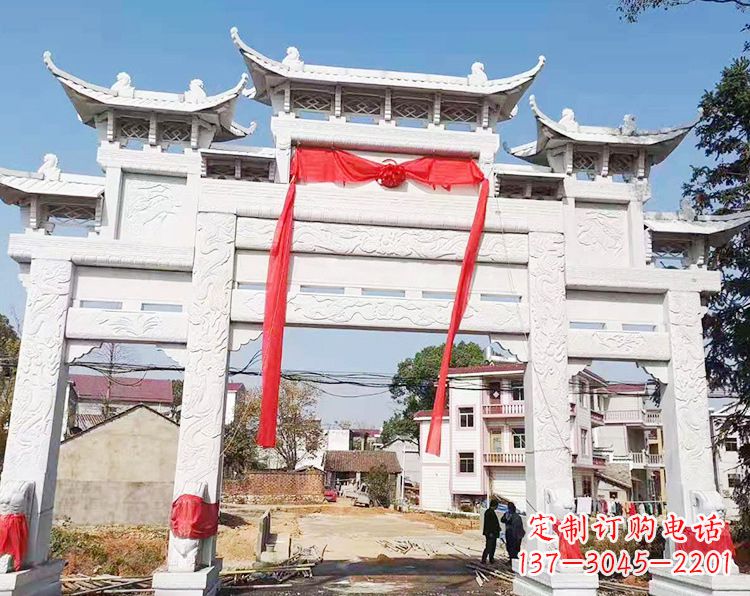 绵阳三门三楼石雕牌坊:专业定制牌坊雕塑