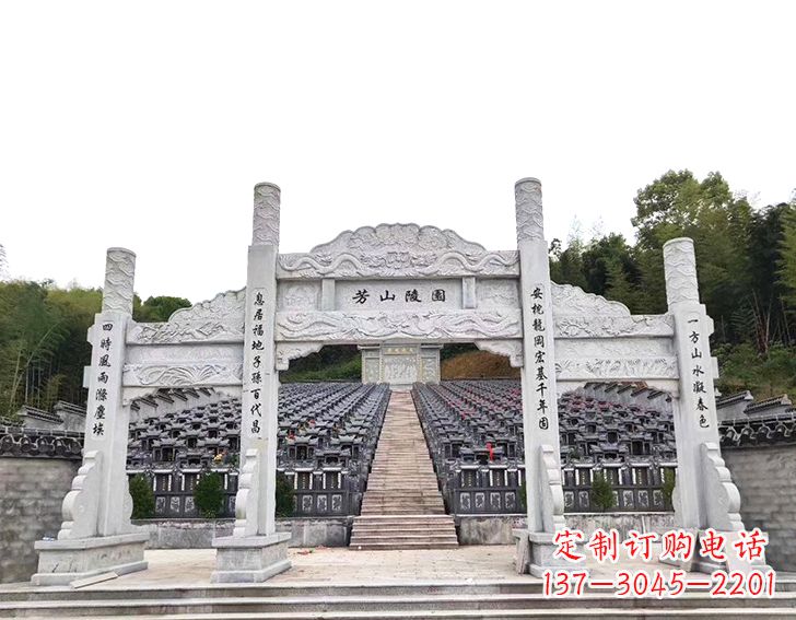 绵阳精致雕刻的三门石牌坊雕塑