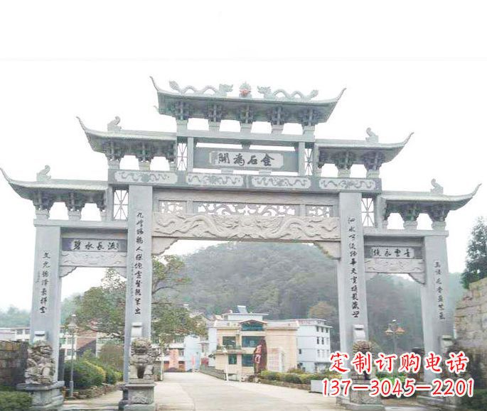 绵阳三门五楼石牌坊石雕——精美精致的多层次雕刻