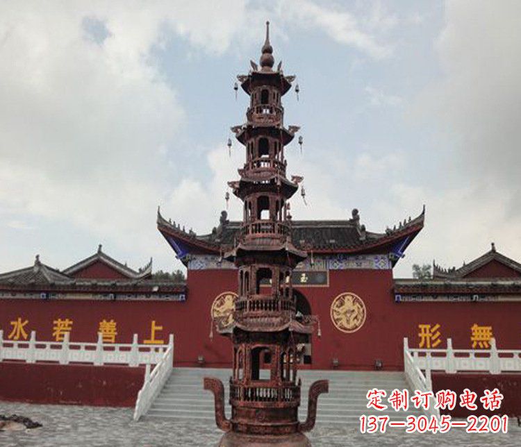 绵阳三足铜香炉雕塑,精美绝伦