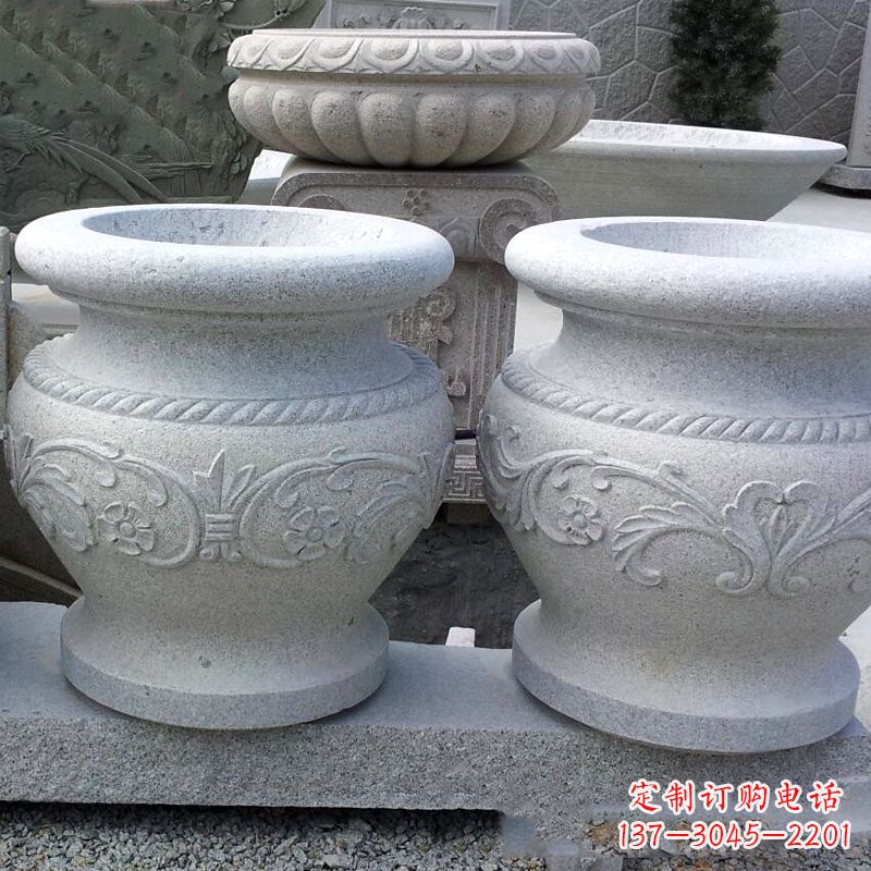 绵阳砂岩刻画花盆石雕