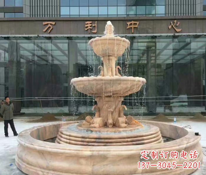 绵阳晚霞红三层欧式喷泉石雕—来自中领雕塑的艺术匠心品质