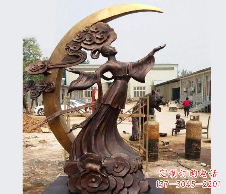 绵阳中领雕塑:精美嫦娥月亮铜雕