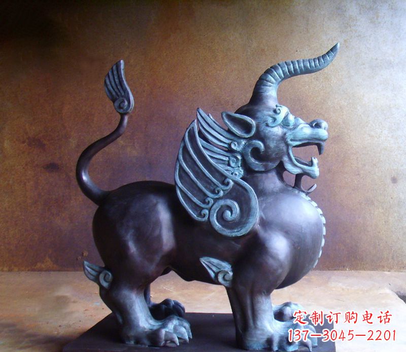 绵阳传承中国神兽文化的独角兽铜雕塑