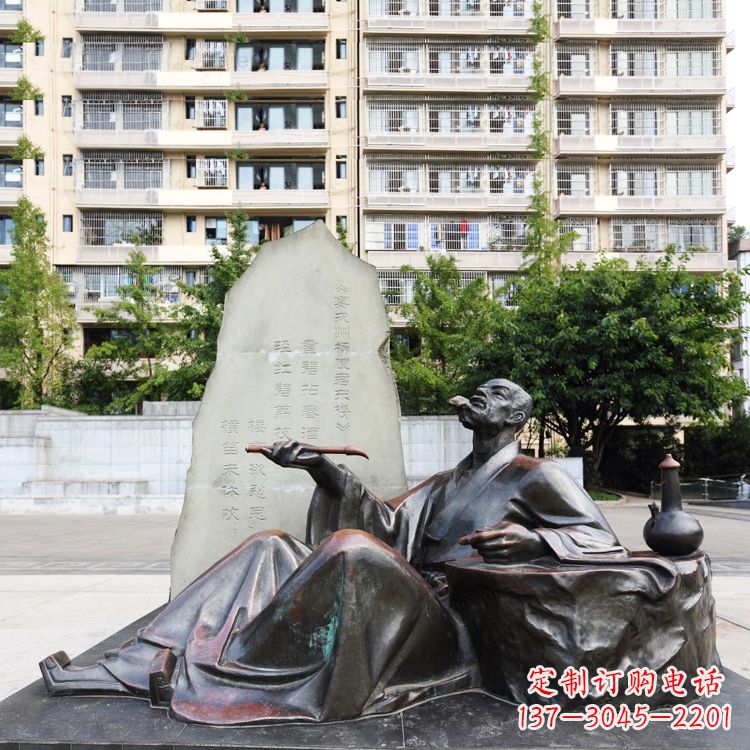 绵阳尊贵古朴的古代诗人情景雕塑——杜甫雕塑