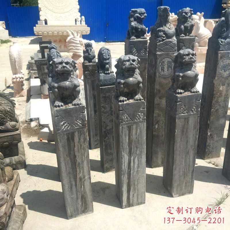 绵阳狮子拴马桩雕塑,展现国之雄风