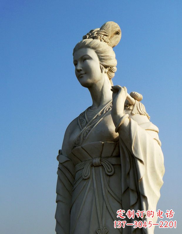绵阳十二花神九月菊花庞苏汉白玉美女雕像