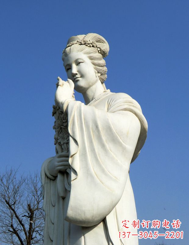 绵阳十二花神之三月桃花息夫人汉白玉精美美女雕像