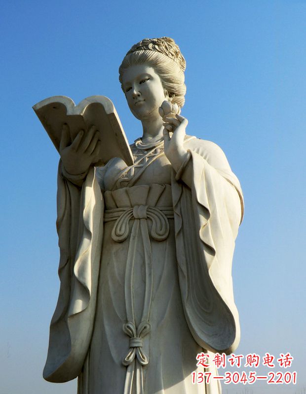 绵阳十二花神之十一月山茶花王昭君汉白玉美女雕塑