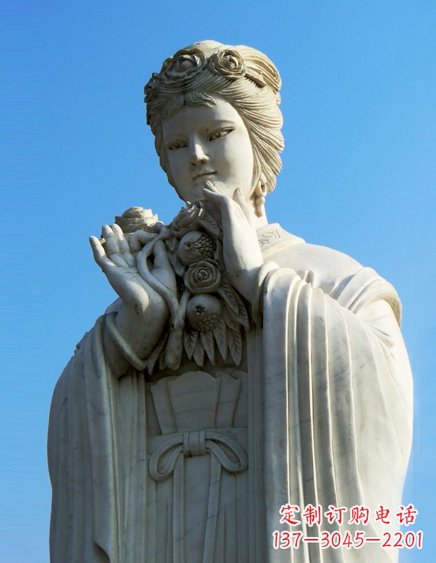 绵阳石榴之美——十二花神之五月石榴李氏汉白玉古代美女雕像