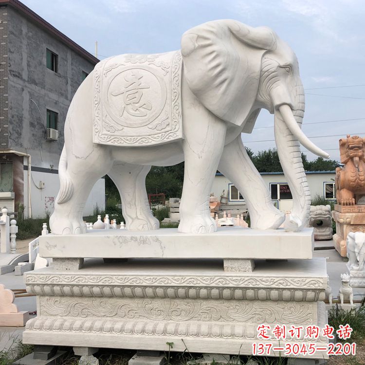 绵阳石雕大象汉白玉观音