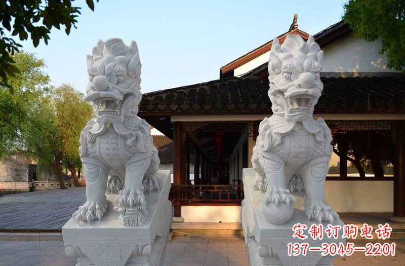绵阳精美汉白玉麒麟雕塑