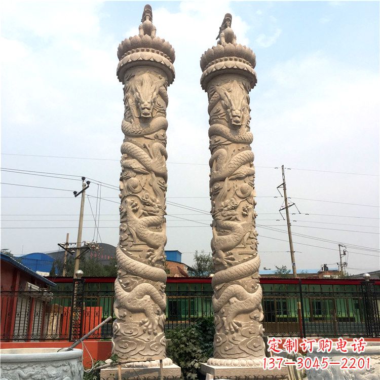 绵阳石雕华表盘龙柱,雕塑工艺的精美展示