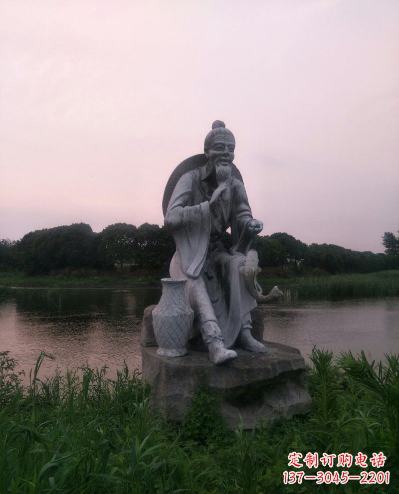 绵阳美观大气的姜太公石雕鱼钓雕塑