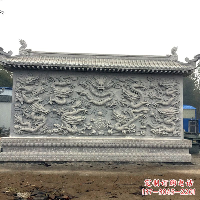绵阳中领雕塑:精美九龙壁雕塑,添彩寺庙庭院