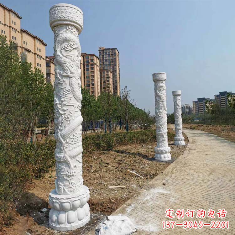 绵阳石雕龙柱汉白玉公园步道文化柱