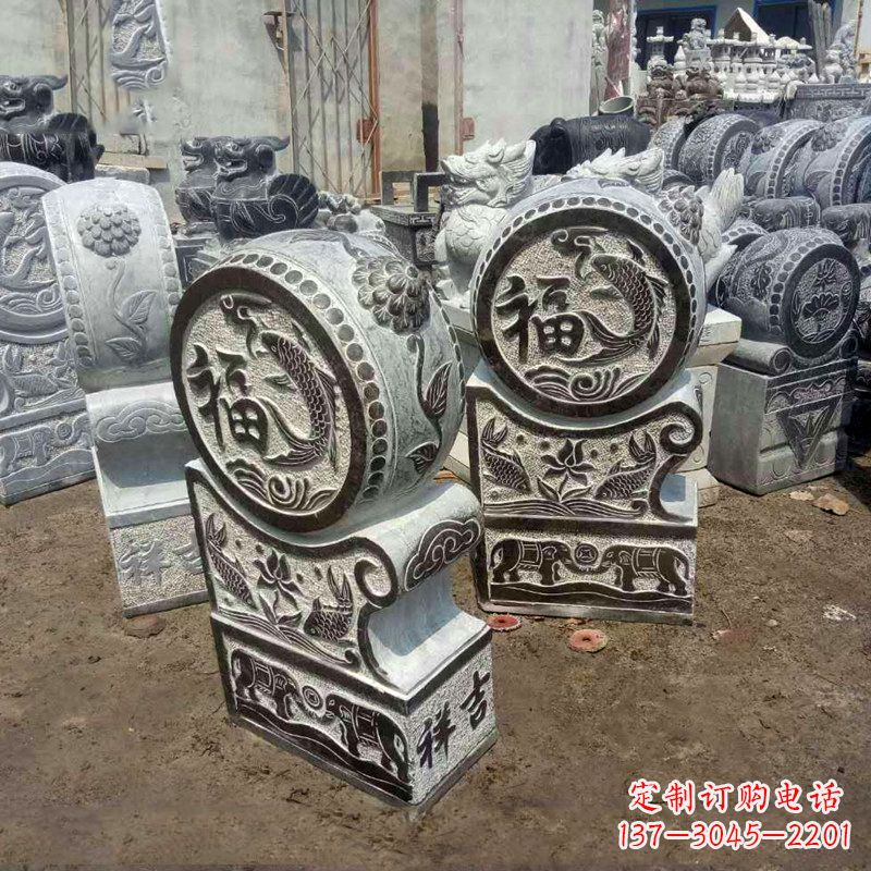 绵阳石雕貔貅抱鼓门墩雕塑