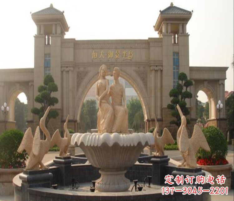 绵阳石雕西方人物喷泉雕塑